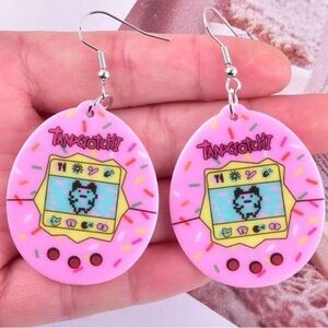Pink Tamagotchi Game Earrings